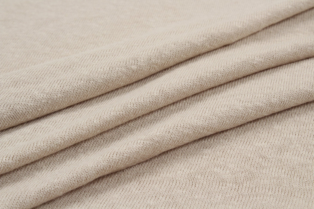 9 Mts Roll - Linen Viscose Jersey for T-Shirts (Beige) - OFFER: 8,25€/MT-Roll-FabricSight