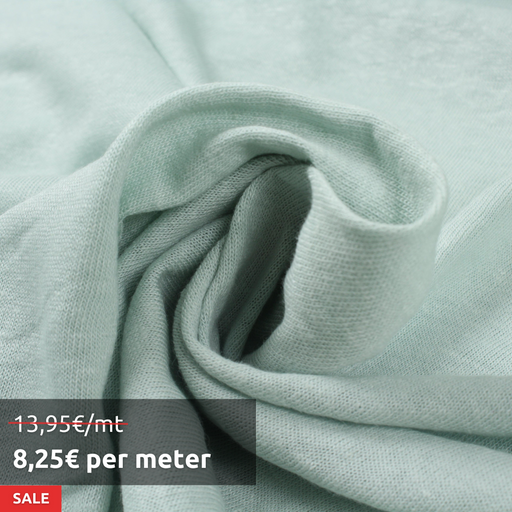 9 Mts Roll - Linen Viscose Jersey for T-Shirts (Mint) - OFFER: 8,25€/MT-Roll-FabricSight