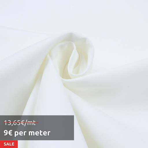 9 Mts Roll - Stretch Cotton Washed Denim (White) OFFER: 9€/Mt-Roll-FabricSight