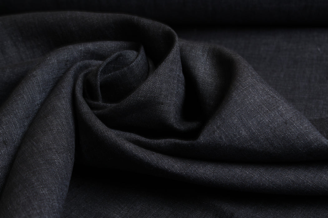 Swatch-Mid-Weight washed Linen Indigo Blue/Black