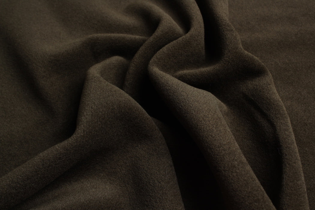 Luxury Alpaca & Virgin Wool Coating – Khaki Green – Designer Deadstock
