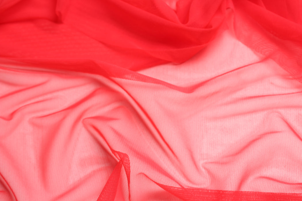 Stretch Polyamide Tulle - Tomato Red - Offer