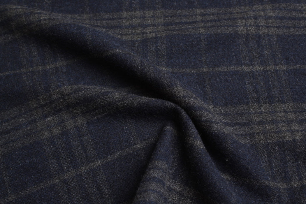Wool Blend Checked Fabric – Lightweight Plaid for Overshirts & Jackets