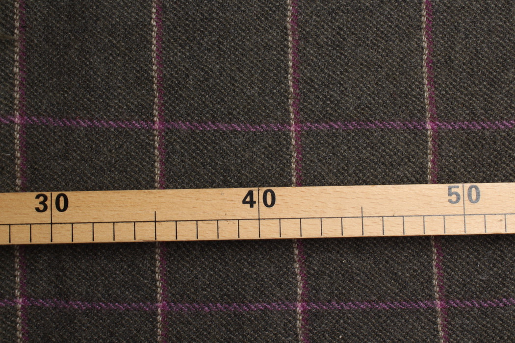 100% Wool Windowpane Check – Italian Designer Deadstock