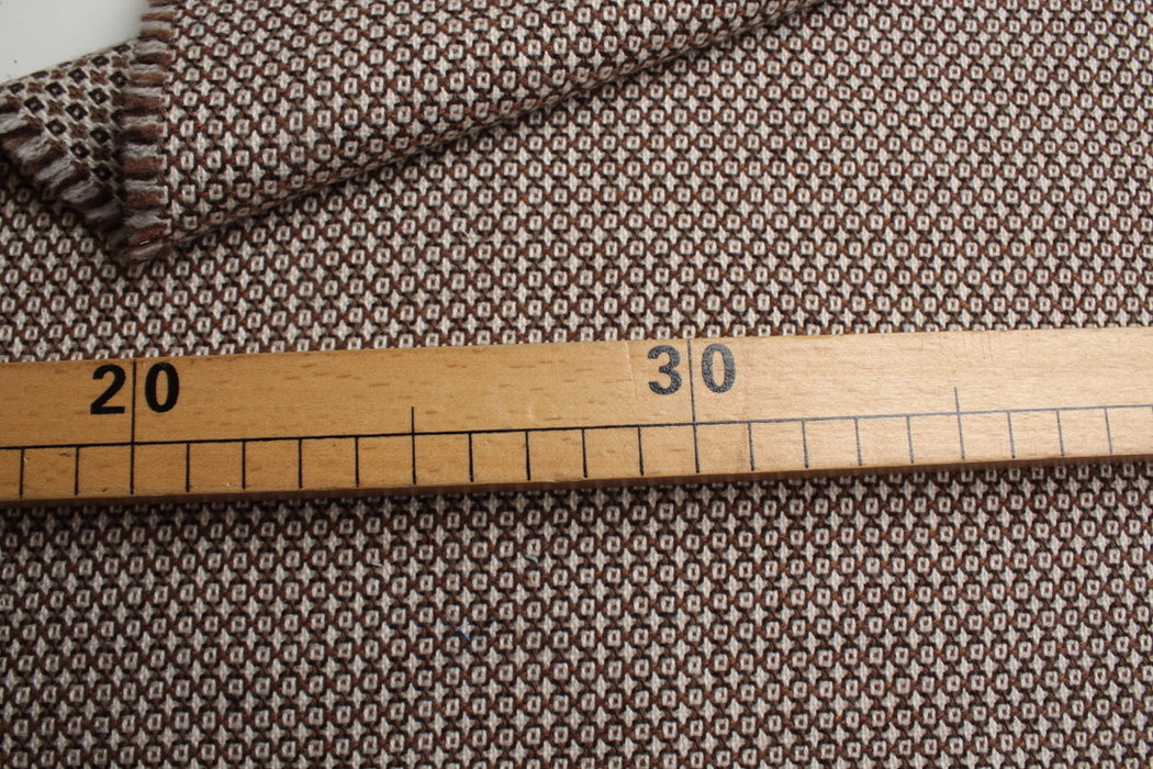 Luxury Wool Cotton Jacquard – Micro-Geometric Pattern – Italian Designer Deadstock