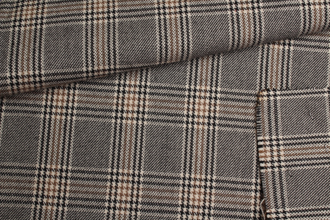 Luxury 100% Wool Prince of Wales Check – Italian Designer Stock
