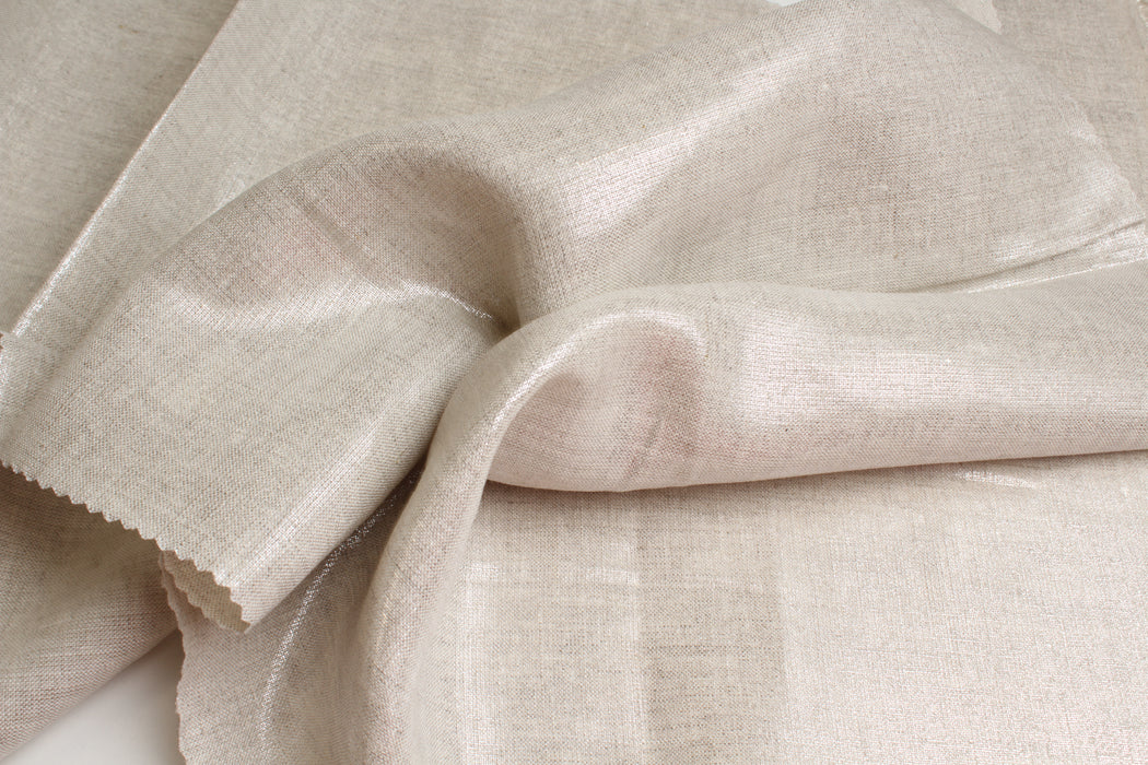 100% Linen with Silver Foil Finish – European Flax® – Natural Metallic Linen