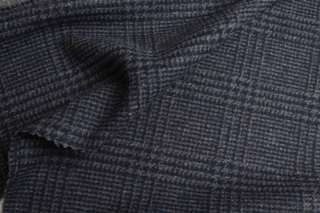 Wool Blend Prince of Wales Coating – Grey & Navy Check – Reorderable
