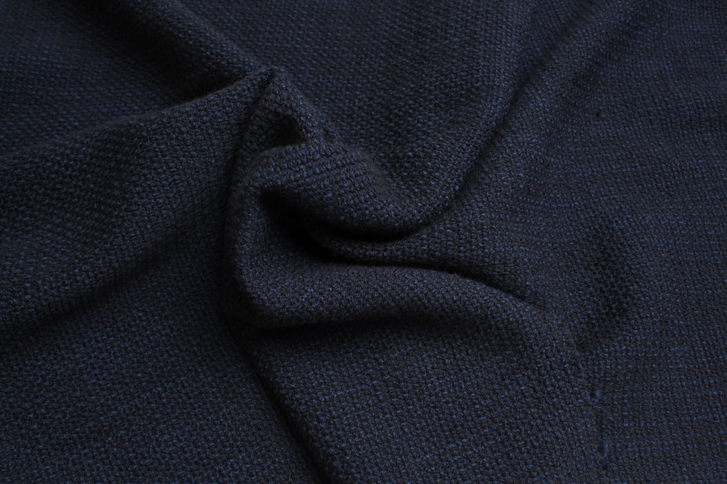 Stretch Cotton Tweed – Navy & Black – Spanish Deadstock