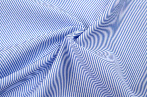 BCI Cotton Poplin - Pinstripes - Light Blue-Remnant-FabricSight