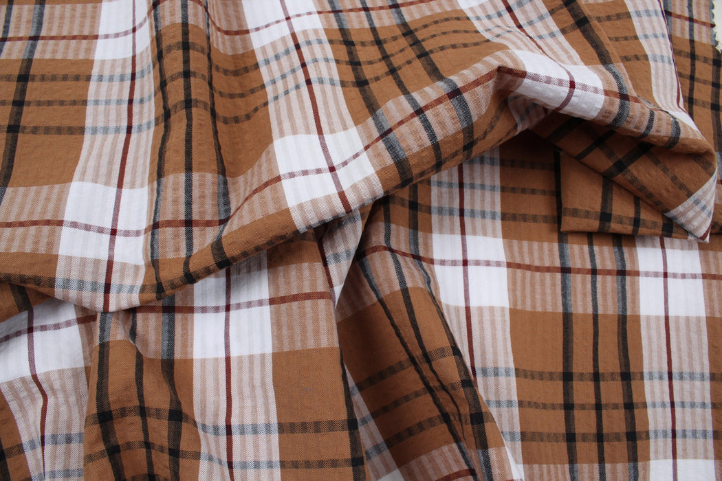 BCI Cotton Seersucker Checks - 3 colors available-Fabric-FabricSight
