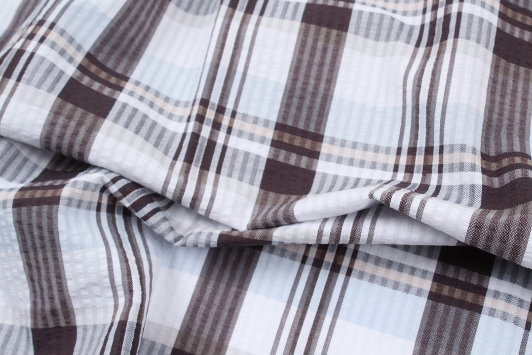 BCI Cotton Seersucker Checks - 3 colors available-Fabric-FabricSight