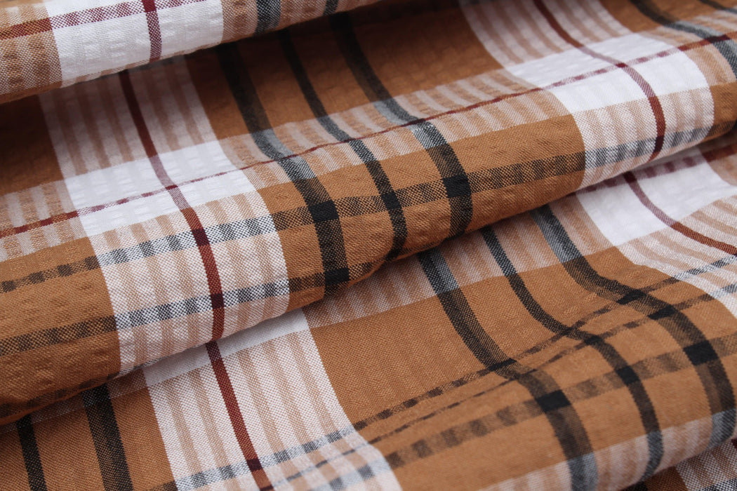 BCI Cotton Seersucker Checks - 3 colors available-Fabric-FabricSight