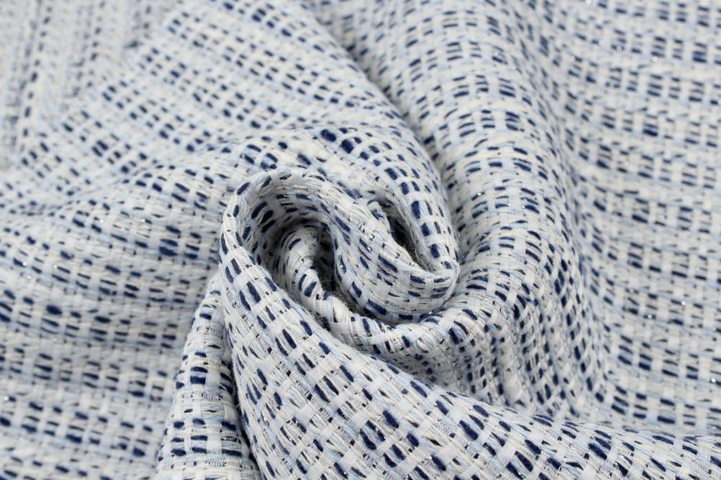 Basketweave Look Tweed - Light Blue-Fabric-FabricSight