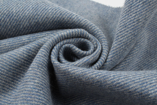 Bi-Color Recycled Wool Twill for Outwear - Blue and White-Fabric-FabricSight