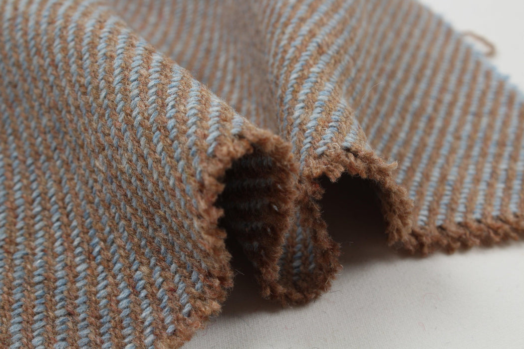 Bi-Color Recycled Wool Twill for Outwear - Brown and Blue-Fabric-FabricSight