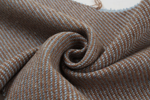 Bi-Color Recycled Wool Twill for Outwear - Brown and Blue-Fabric-FabricSight