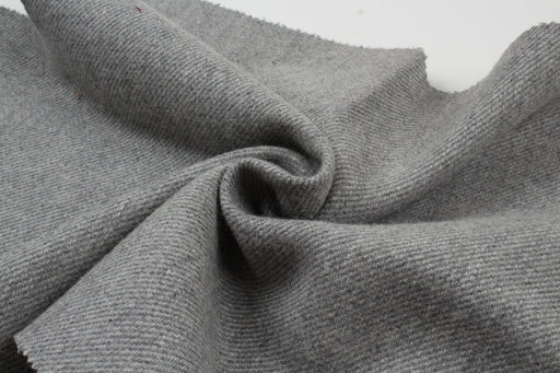 Bi-Color Soft Recycled Wool Twill for Coats - Double Face - Grey-Fabric-FabricSight