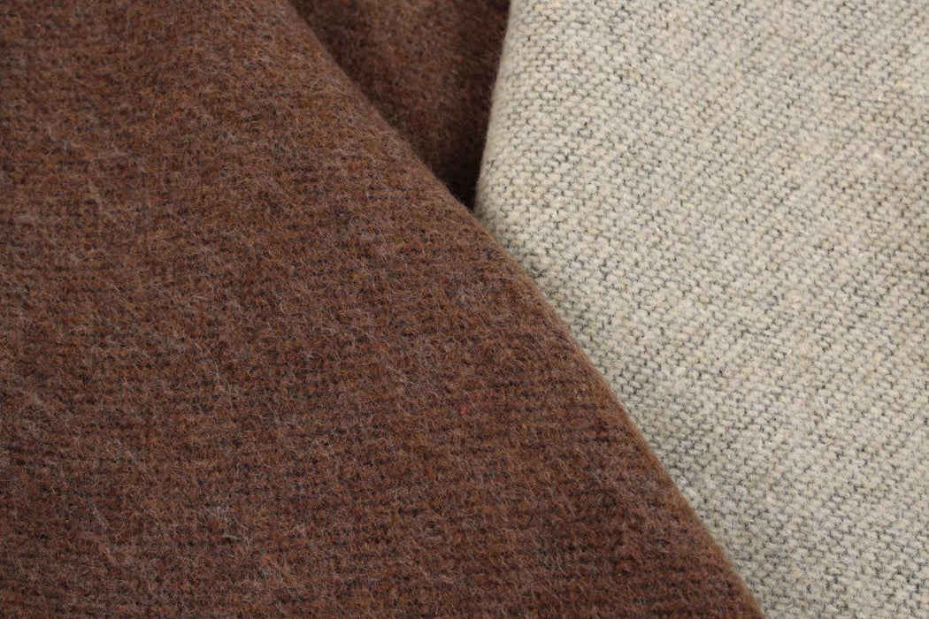 Bi-color Double Face Recycled Wool - Beige / Brown-Fabric-FabricSight
