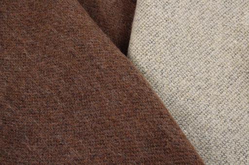 Bi-color Double Face Recycled Wool - Beige / Brown-Fabric-FabricSight