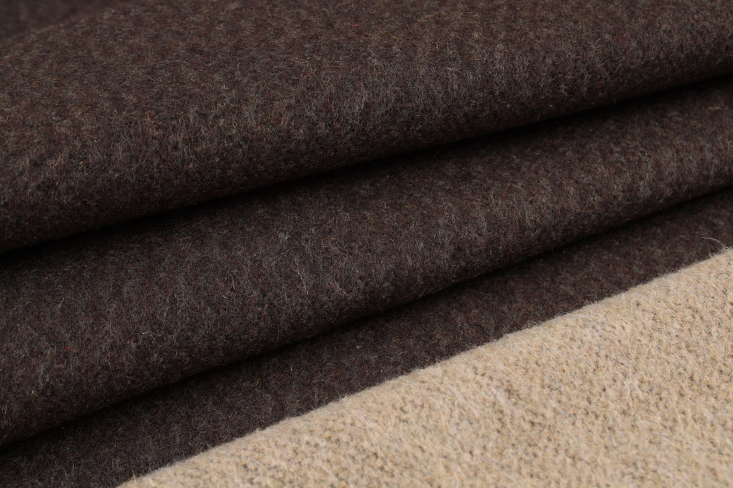 Bi-color Double Face Recycled Wool - Beige / Brown-Fabric-FabricSight