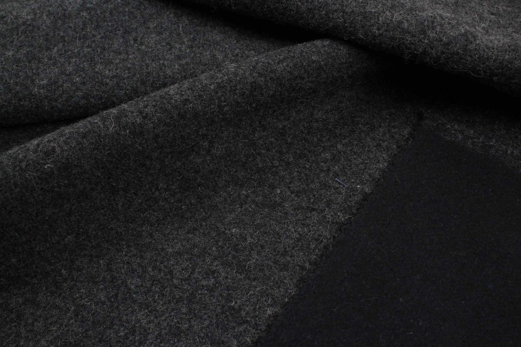 Bi-color Double Face Recycled Wool - Dark Brown/ Dark Grey-Fabric-FabricSight