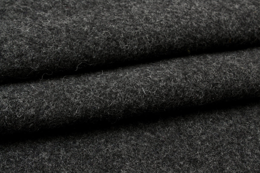 Bi-color Double Face Recycled Wool - Dark Brown/ Dark Grey-Fabric-FabricSight