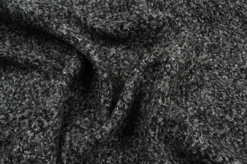 Bouclé Wool Fabric for Outwear - Grey Melange-Fabric-FabricSight