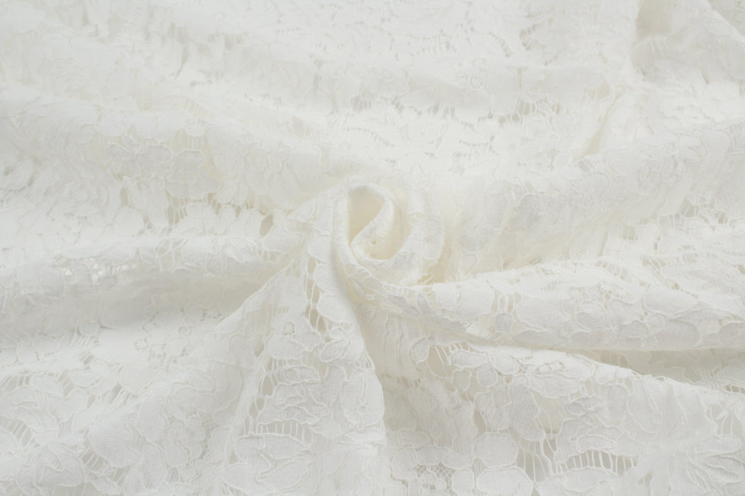 Bridal Embroidery - Cotton Polyester Blend - White-Fabric-FabricSight