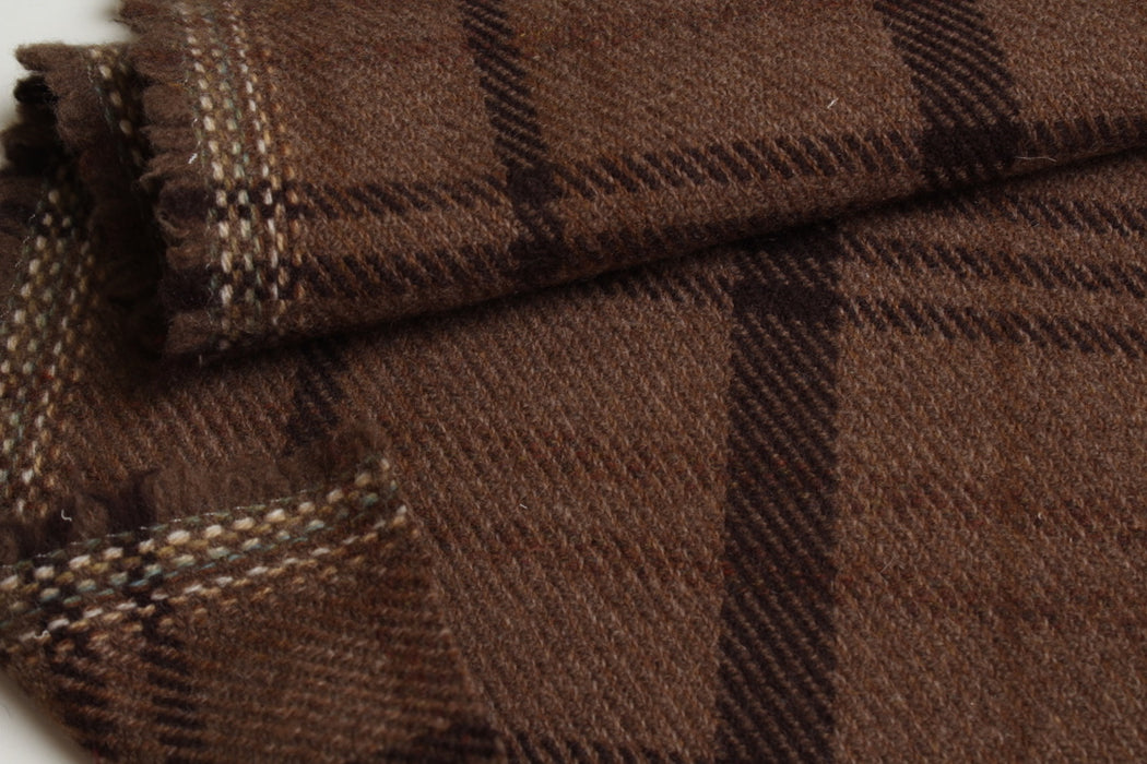 Brown 100% Virgin Wool Windowpane Tartan – Premium Designer Stock-Fabric-FabricSight