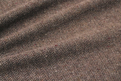 Brown Recycled Wool - Herringbone-Fabric-FabricSight