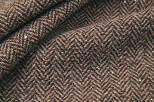 Brown Recycled Wool - Herringbone-Fabric-FabricSight