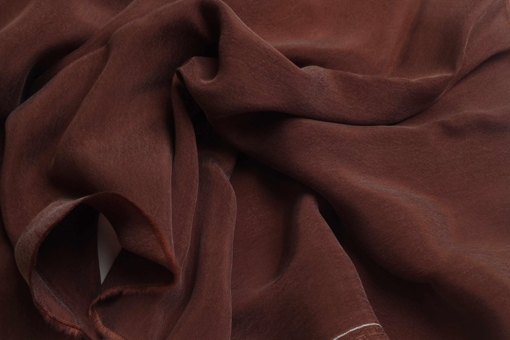 Brown Vegan Silk - Cupro SCARLET - remnant 1.5 mts-Remnant-FabricSight