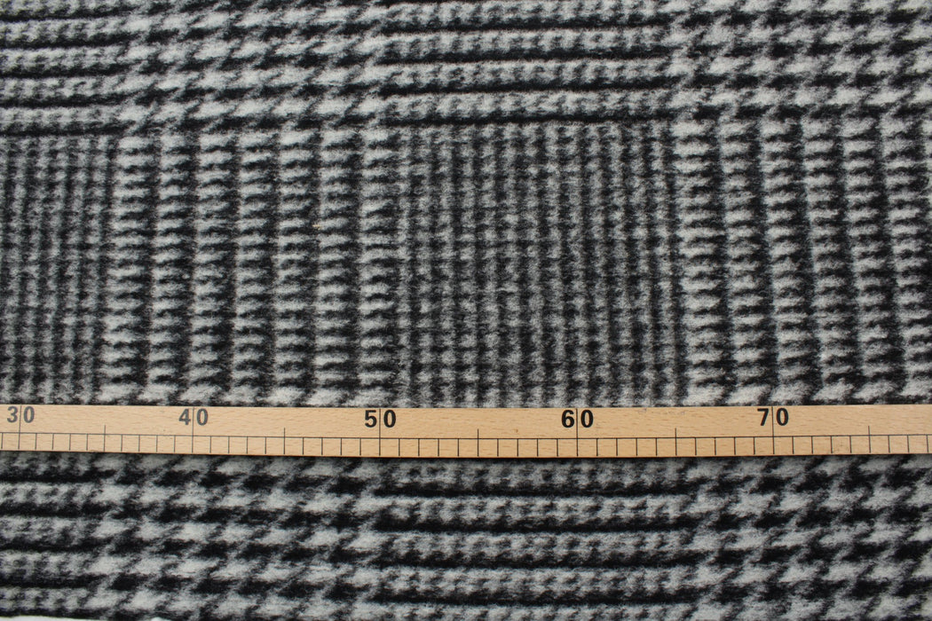 Brushed Houndstooth Checks Wool for Coats - Heavy-Weight-Fabric-FabricSight