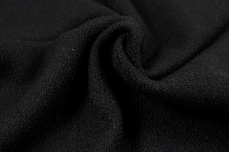 Brushed Recycled Wool for Coats - Black-Fabric-FabricSight