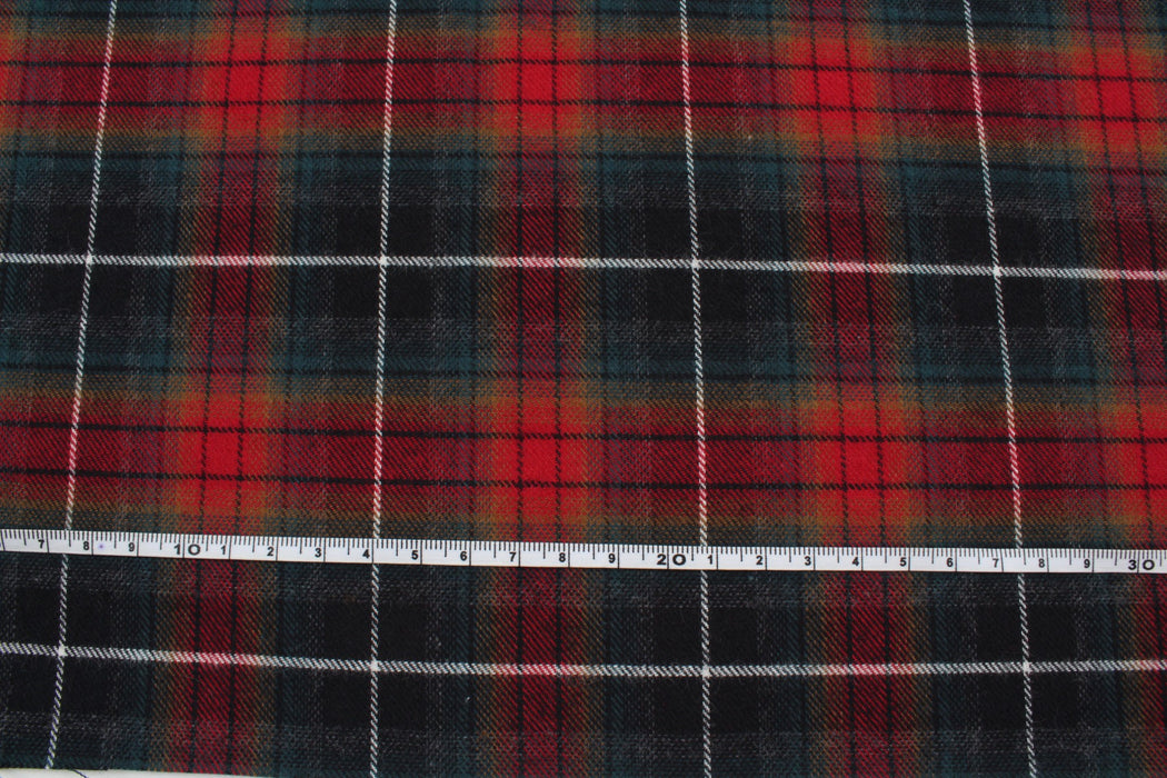 Brushed Twill Flannel for Shirting - Red Checks-Fabric-FabricSight