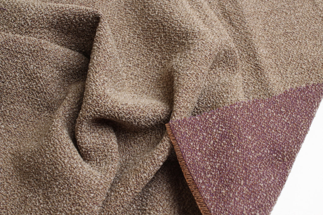 Beige and Purple Wool Blend Tweed Bouclé – Made in Spain