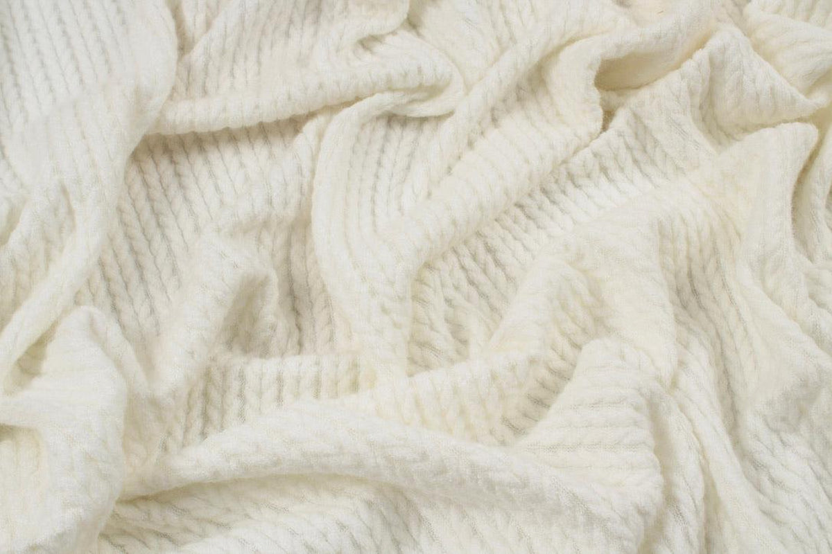 Cashmere Touch Knitted Jacquard Cable-knit — Fabric Sight