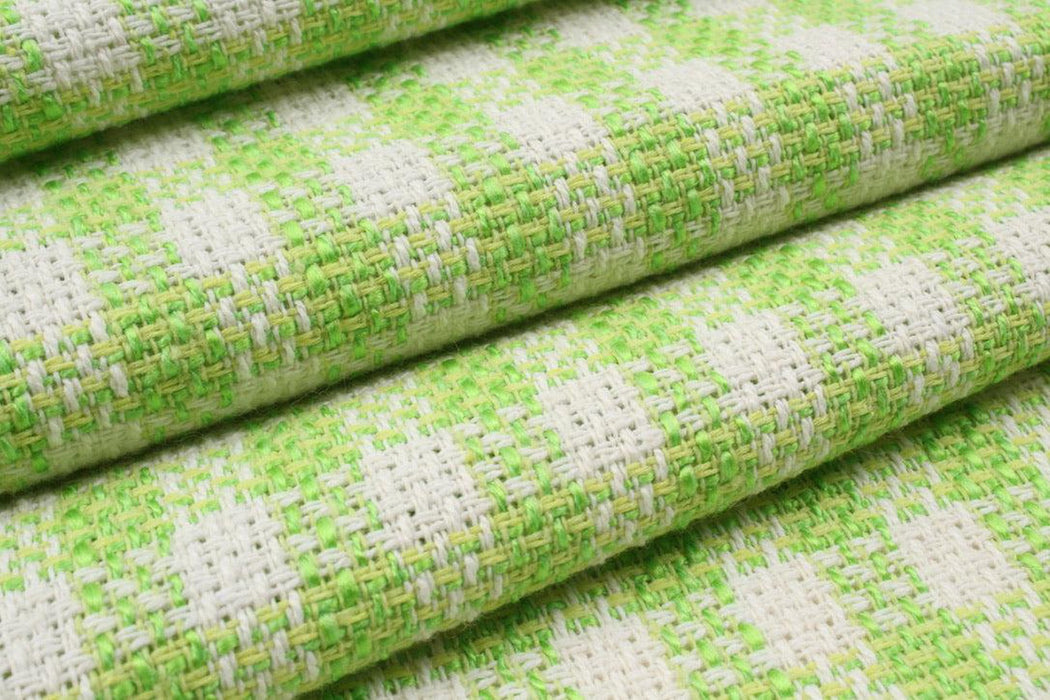 Certified Recycled Tweed - Green Checks-Fabric-FabricSight