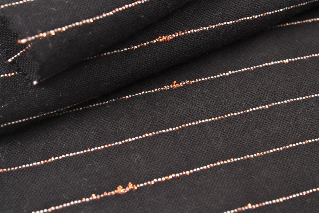 Copper Lamé Black - Stripes-Fabric-FabricSight