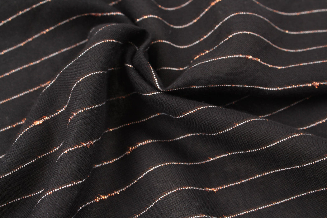 Copper Lamé Black - Stripes-Fabric-FabricSight
