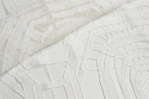 Cotton Blend Geometrical Lace Rebrodé-Fabric-FabricSight