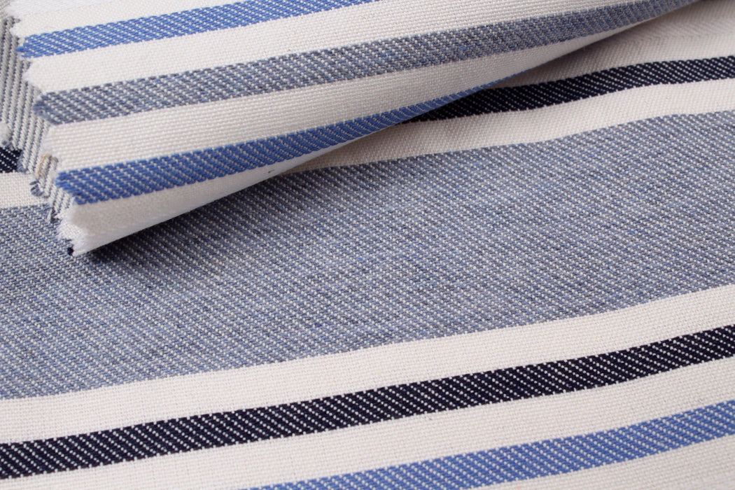 Cotton Blend Shirting - Blue Stripes-Fabric-FabricSight