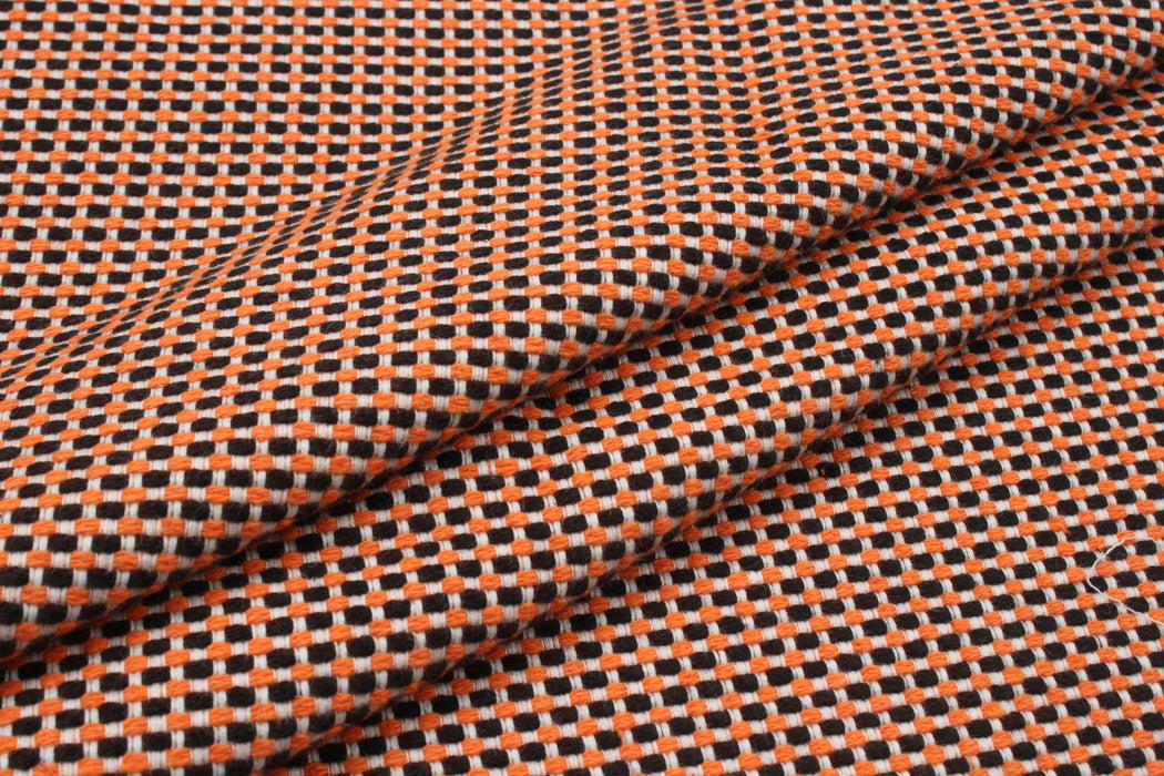 Cotton Blend Tweed - Multicolor Small Checks-Fabric-FabricSight