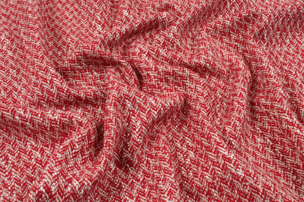 Cotton Blend Tweed Slubbed with Lurex-Fabric-FabricSight