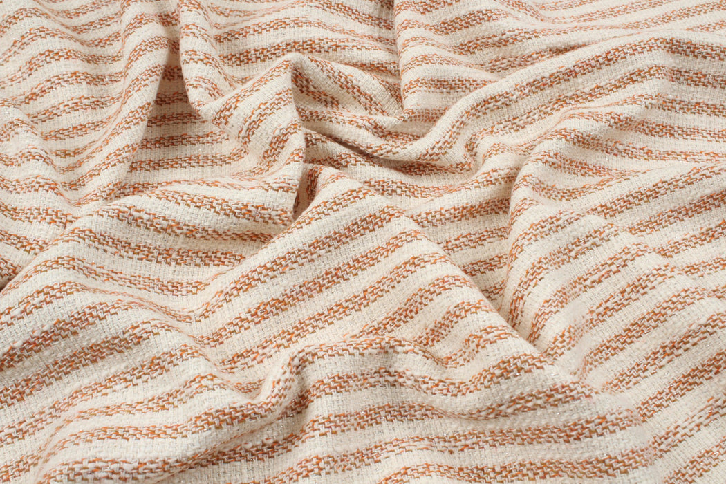 Cotton Blend Tweed - Stripes with Silver Lurex-Fabric-FabricSight