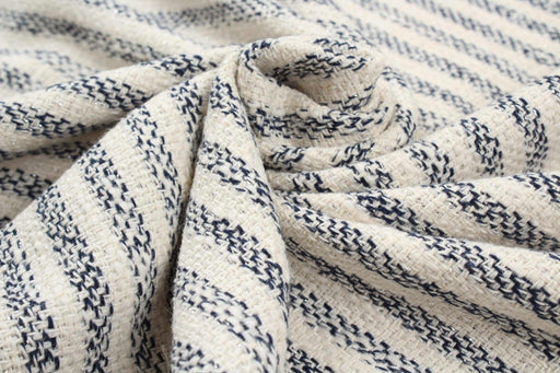 Cotton Blend Tweed - Stripes with Silver Lurex-Fabric-FabricSight