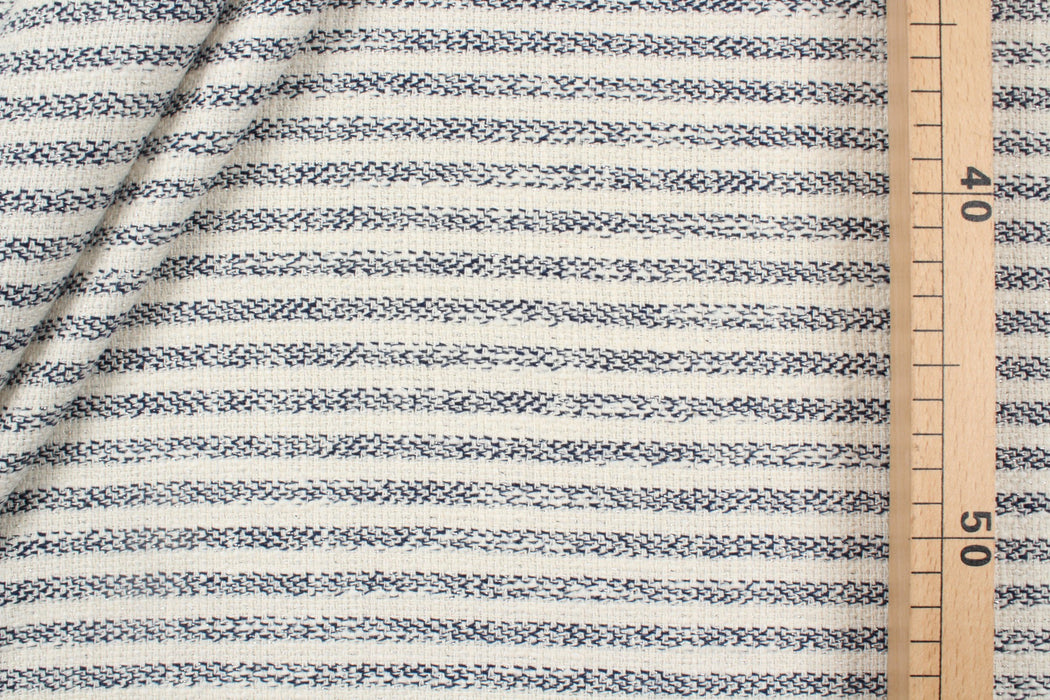 Cotton Blend Tweed - Stripes with Silver Lurex-Fabric-FabricSight