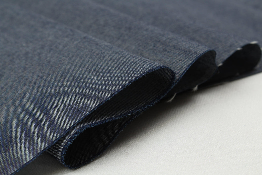 Cotton Chambray Denim for Shirting - Indigo (Remnant 1 Meter)-Remnant-FabricSight