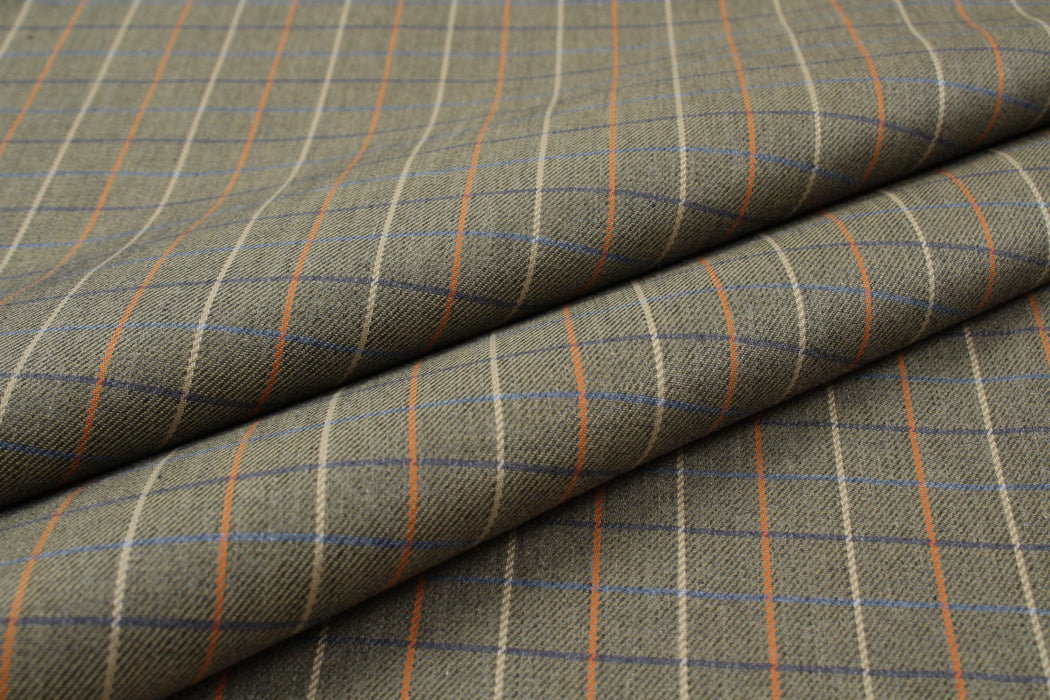 Cotton Checks Twill for Shirting - Khaki-Fabric-FabricSight